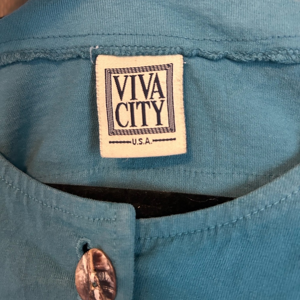 Vintage Blue Button Down Cat Patchwork Shirt - image 5